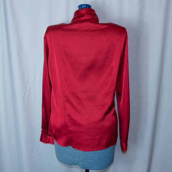Gorgeous Red Satiny Shirt Kasper Separates Size XL - Picture 3 of 3